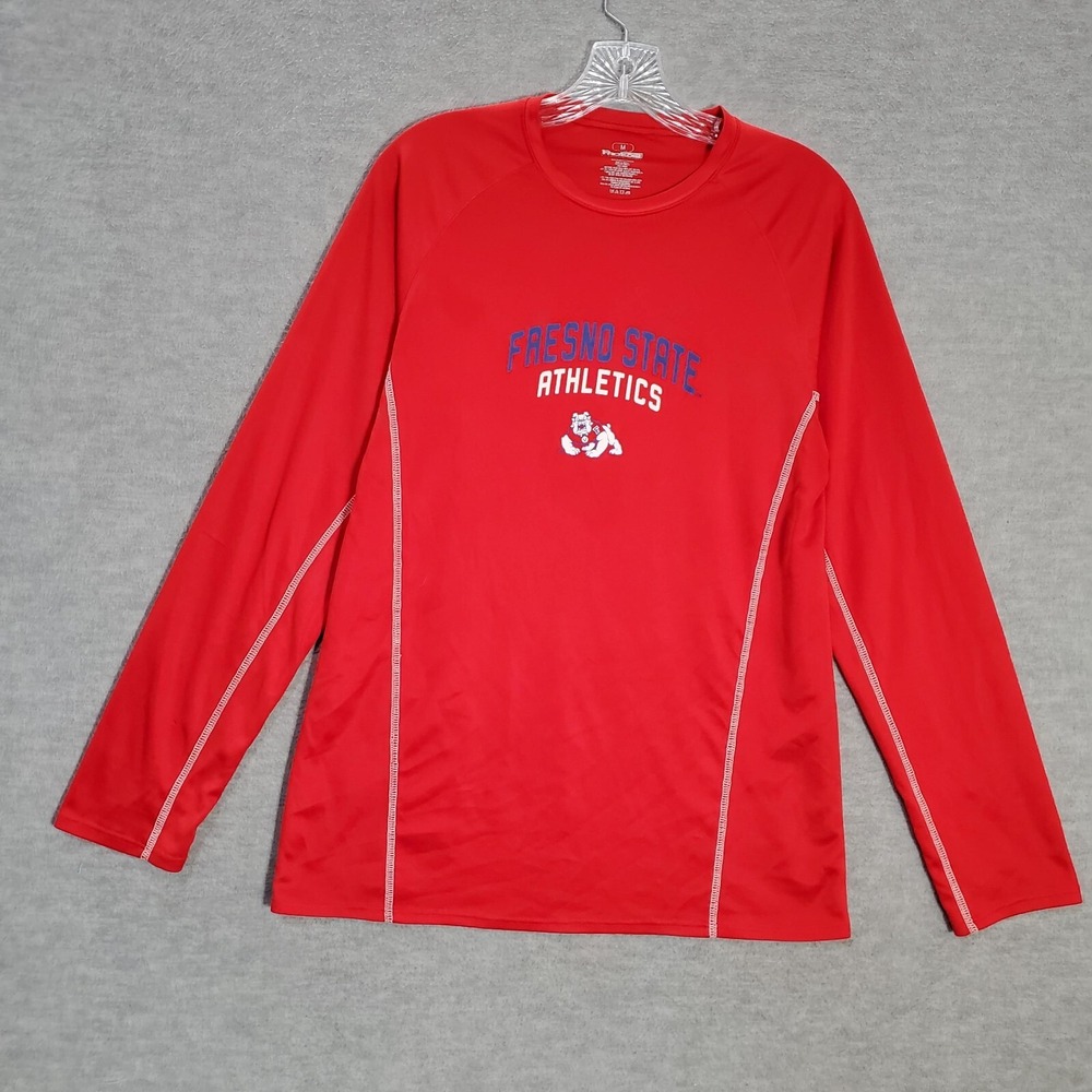 Fresno State Bulldogs Women Activewear Top M Red Shirt Logo Long Sleeve READ